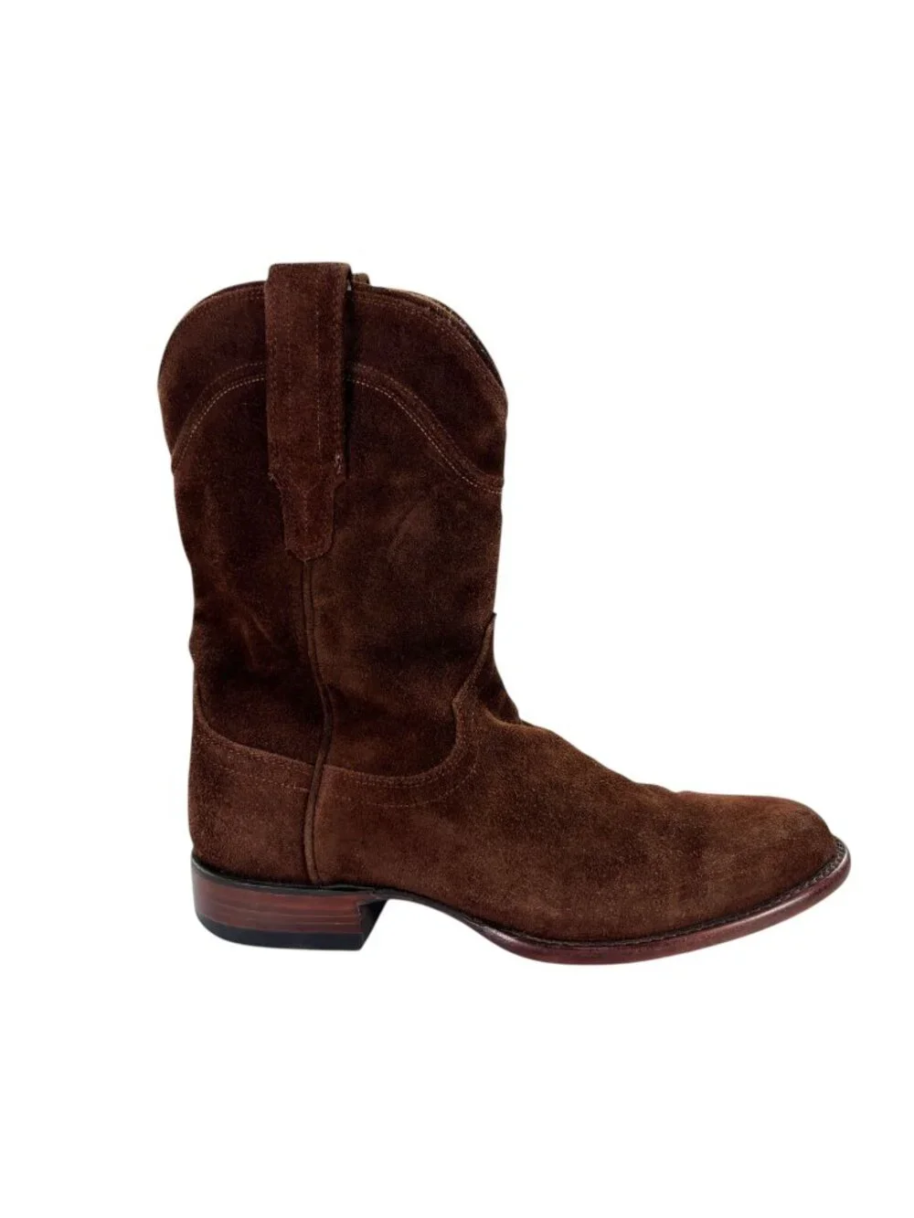 TECOVAS Shane Mocha Suede Mens Boots 7 D Cowboy Western Ranch Pull On Ropers